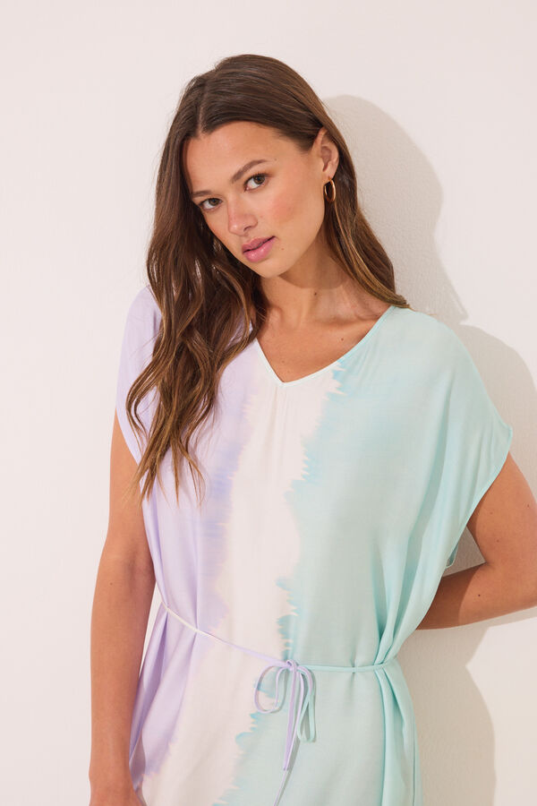 Womensecret Vestido largo de viscosa con efecto tie-dye estampado