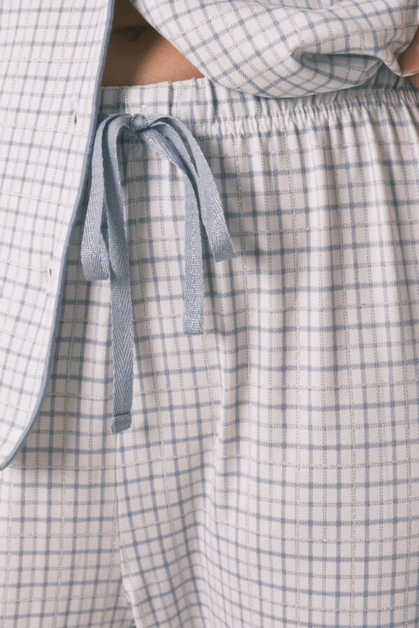 Women'secret Pijama camisera de cuadros con efecto brillante.   azul