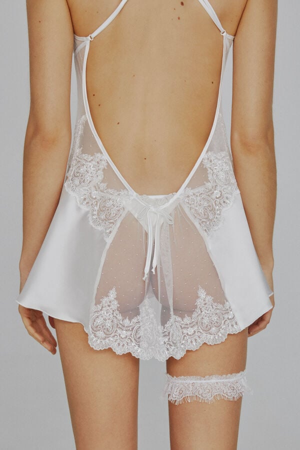 Ivette Bridal Camis&oacute;n Ivette Bridal de sat&eacute;n con tanga en blanco marfil