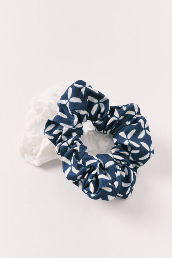 Women'secret Pack de 2 scrunchies medianos variados azul estampado