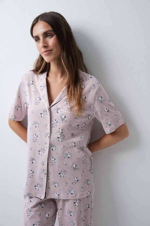 Women'secret Pijama camisera de algod&oacute;n Snoopy rosa rosa