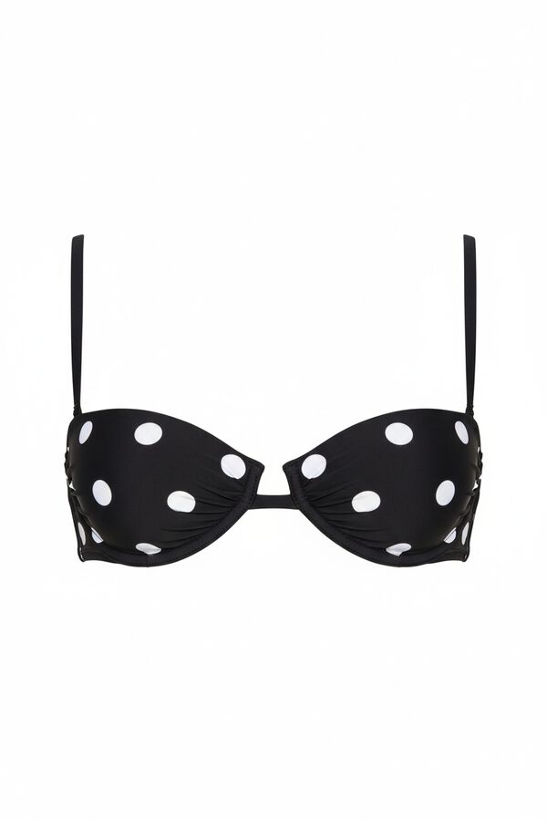 Women'secret Top bikini balconette estampado de puntos negro negro