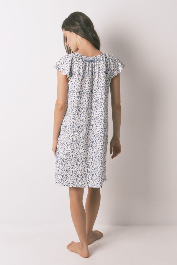 Women'secret Camisón corto con flores color caqui oscuro kaki