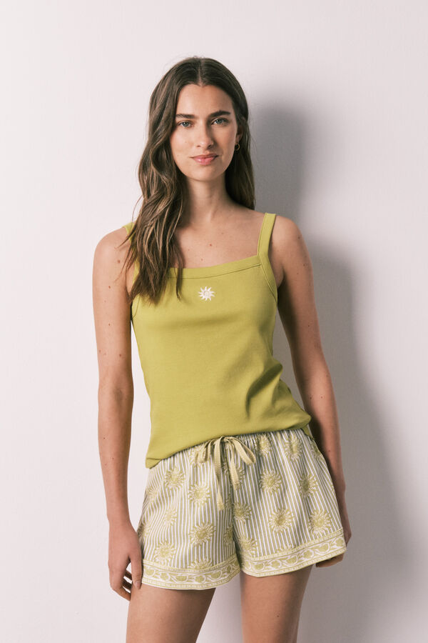 Women'secret Pijama corta de tirantes verde verde