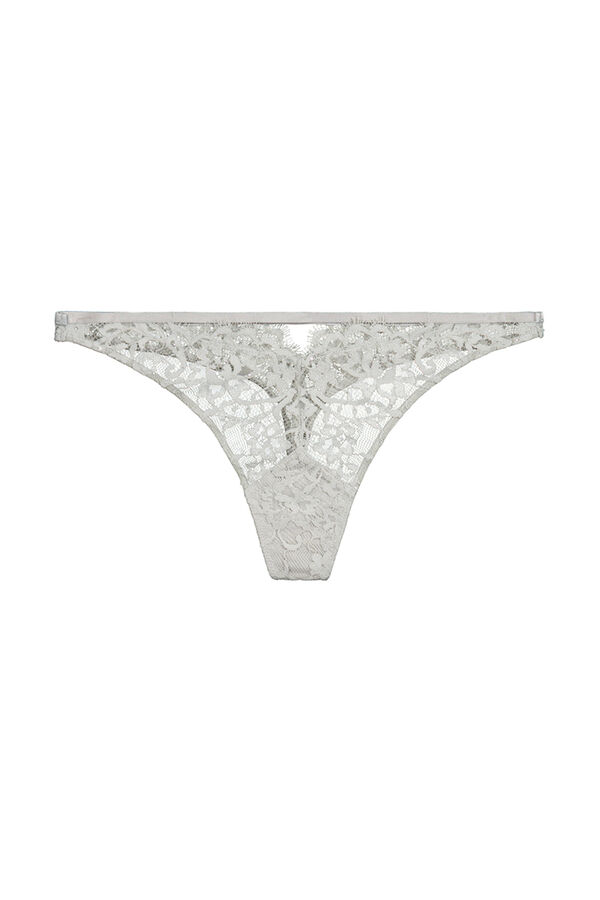 Womensecret Tanga encaje lentejuelas gris