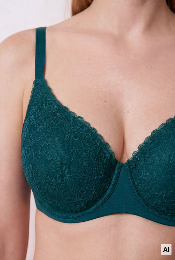 Women'secret Brasier push up de encaje verde oscuro GORGEOUS verde