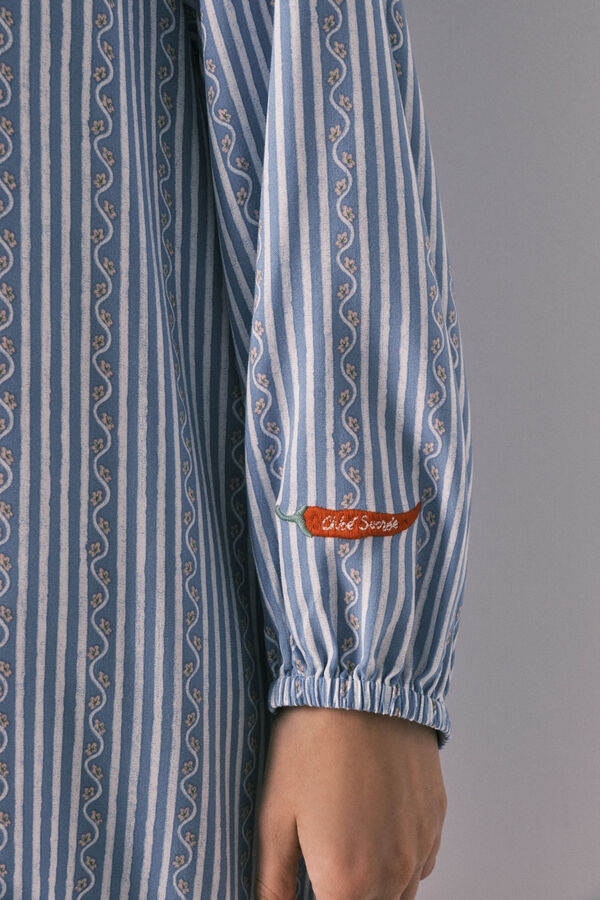 Women'secret Playera de dormir corta de viscosa estampado de rayas azul estampado