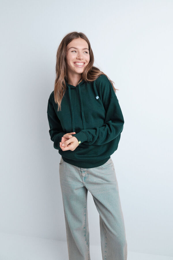 HI&BYE Sudadera con capucha de felpa verde verde