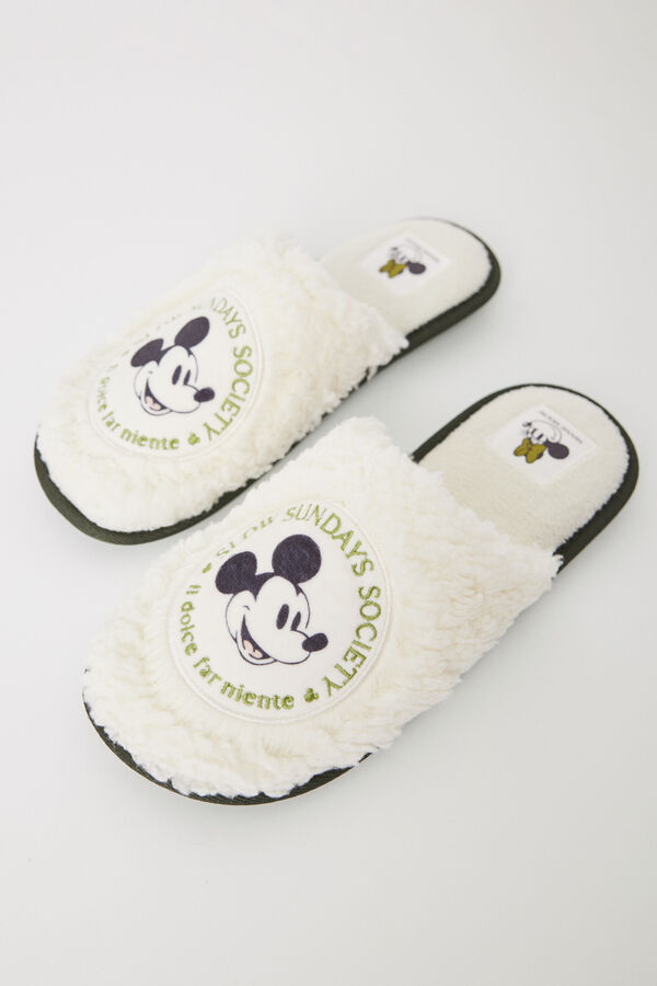 Womensecret Pantuflas para casa de piel de Mickey Mouse gris