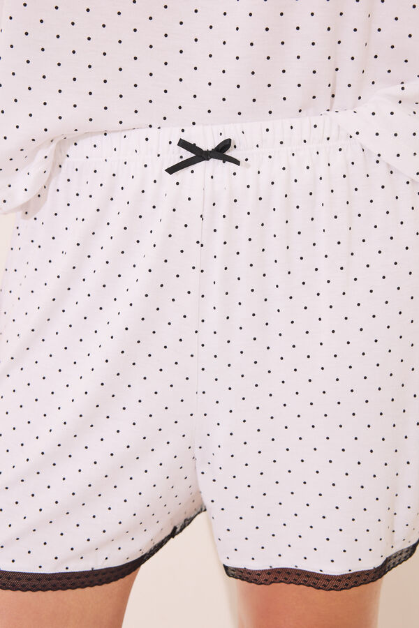 Womensecret Pijama corta de puntos blancos blanco