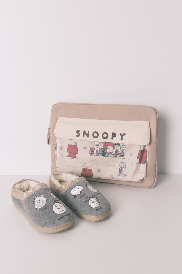 Women'secret Funda para computadora de nailon beige de Snoopy nude