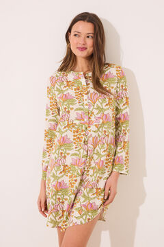 Womensecret Playera de dormir de viscosa con estampado de flores blanco
