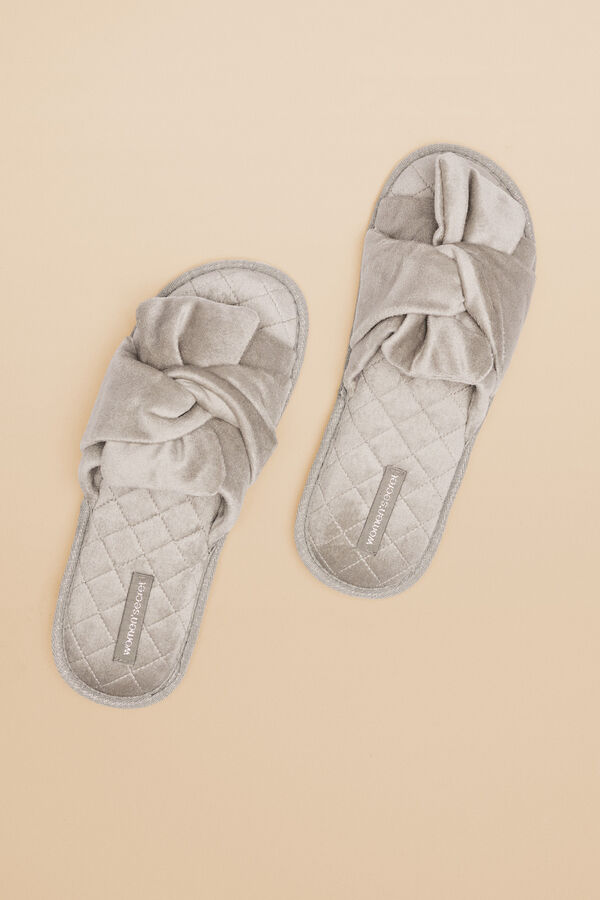 Womensecret Pantuflas terciopelo gris gris