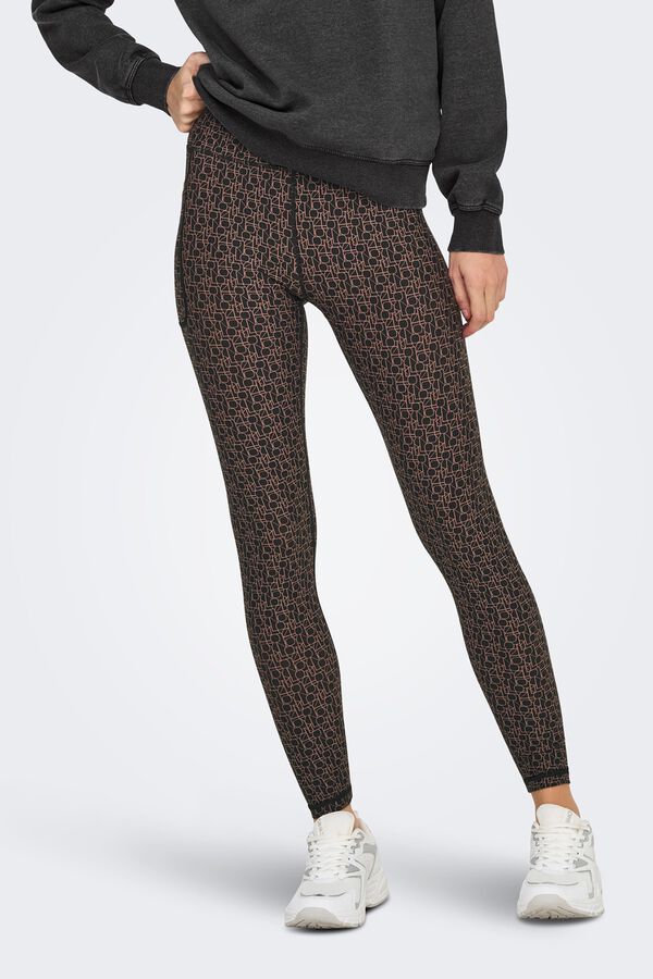Only Play Leggings tiro alto estampado. negro