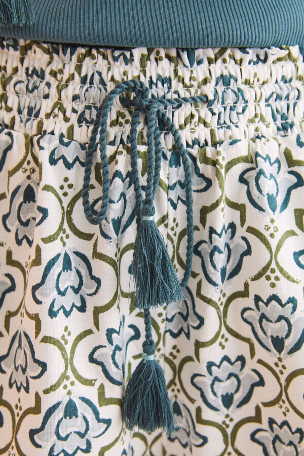 Womensecret Pijama corta 100% algodón canalé verde verde