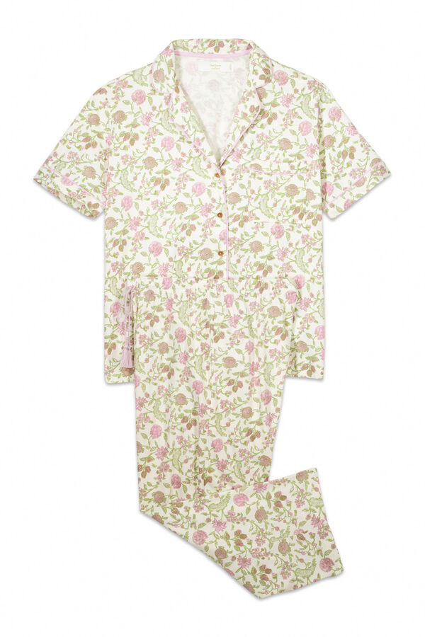 Womensecret Pijama camisera 100% algodón con estampado de flores estampado