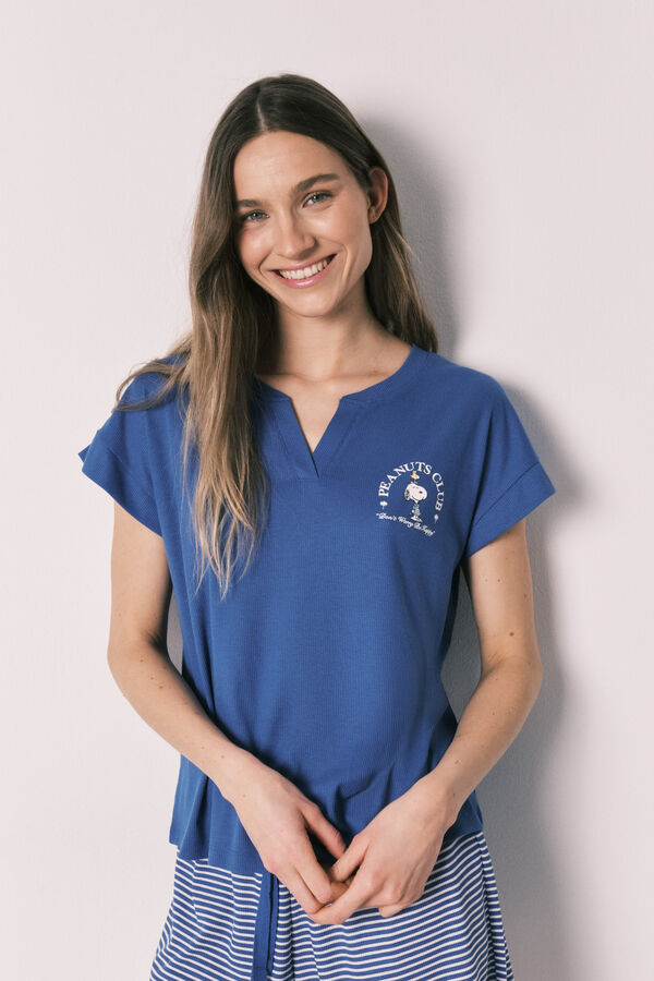 Women'secret Pijama corta Snoopy azul azul