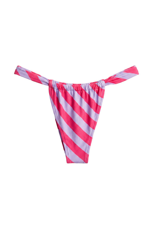 Women'secret Panty bikini de rayas rojo morado efecto U estampado