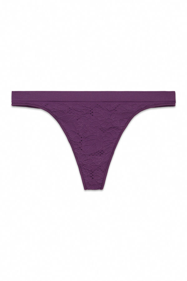 HI&BYE Tanga sin costuras floral granate morado/lila