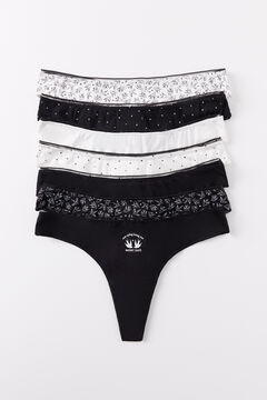 Womensecret Pack 7 tangas algodón lisas y estampadas B&W estampado