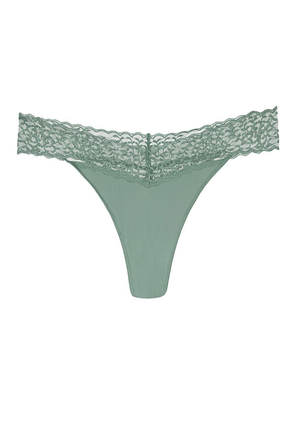 Womensecret Tanga encaje microfibra verde claro verde