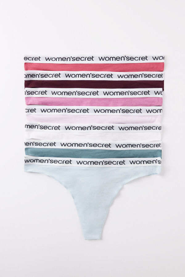 Womensecret Pack 7 tangas algodón logo blanco