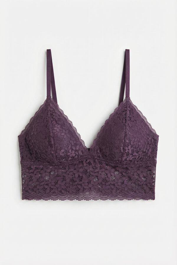 Women'secret Brasier bralette triangular de encaje granate morado/lila