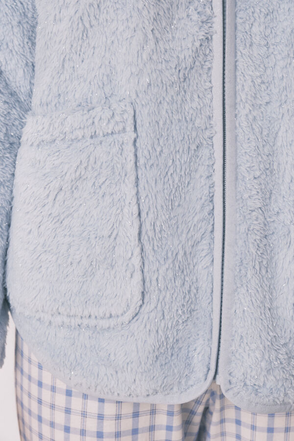 Women'secret Bata corta tejido pelo azul lurex azul