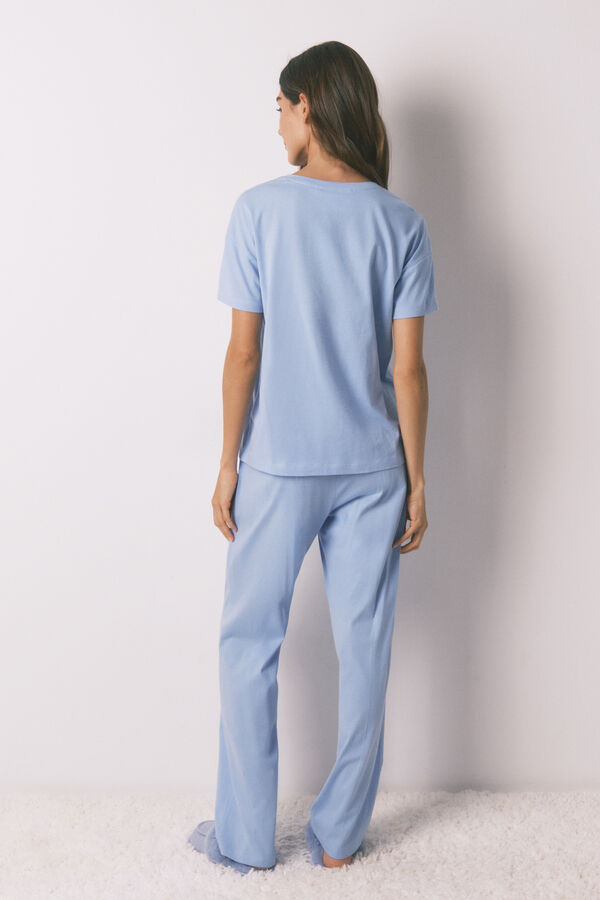 Women'secret Pijama larga de manga corta SmileyWorld&reg; azul