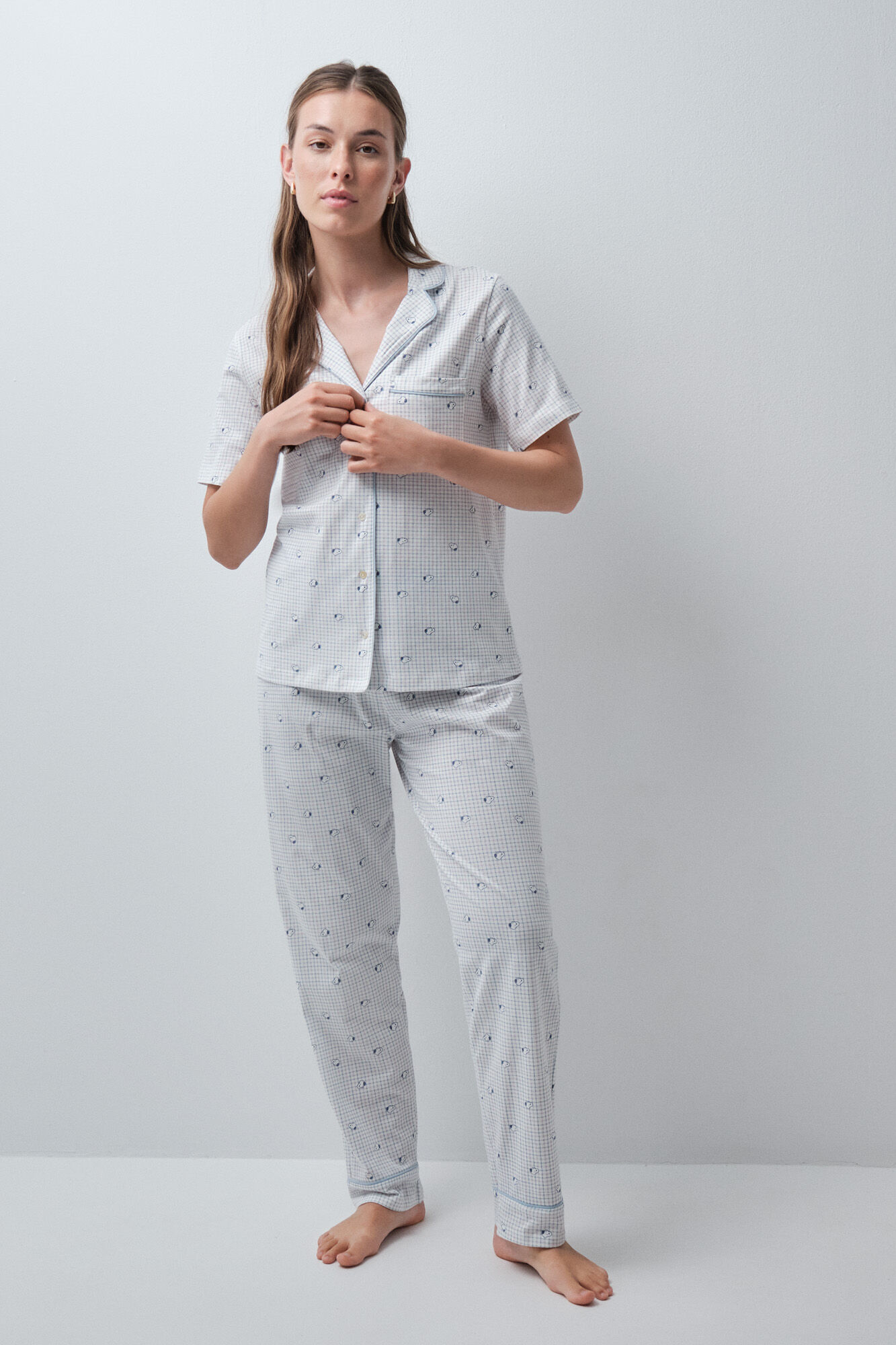 Women'secret Pijama larga de manga corta de algod&oacute;n Snoopy
