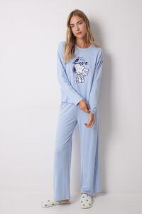 Womensecret Pijama larga textura acanalada Snoopy azul