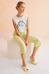 Womensecret Pantalón largo Capri estampado limón estampado