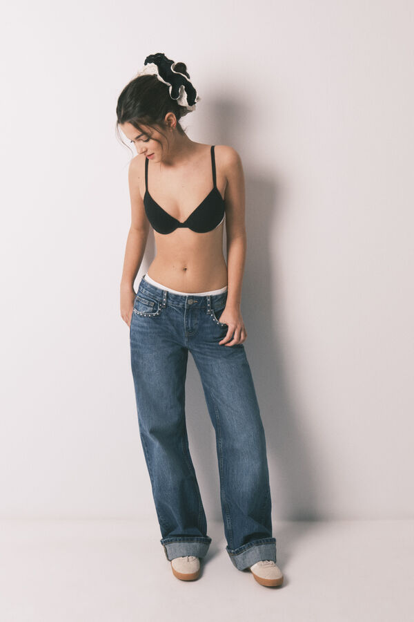 HI&BYE Brasier push up de algod&oacute;n negro negro