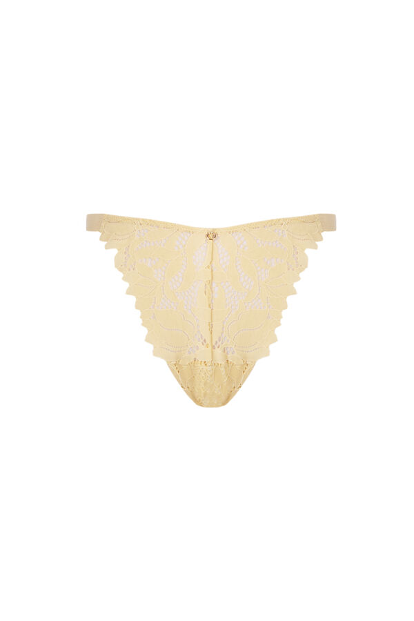 Womensecret Tanga encaje guipur amarillo amarillo
