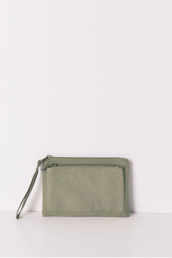 Womensecret Mini monedero de nailon verde kaki