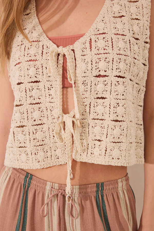 Womensecret Crochet short beige de chaleco café