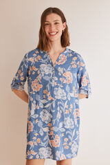 Womensecret Vestido playera de dormir flores azul estampado