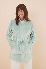 Womensecret Bata polar textura cierre verde verde