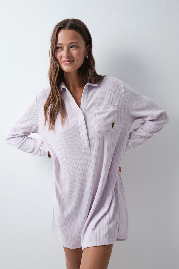 Women'secret Camis&oacute;n camisero aterciopelado morado/lila