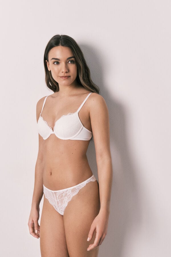 Women'secret Brasier cl&aacute;sico relleno de encaje blanco BEAUTIFUL marfil