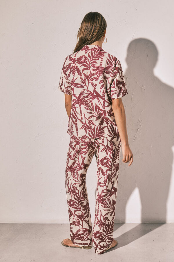 Women'secret Pijama larga camisera granate p&uacute;rpura