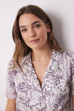 Womensecret Pijama camisera 100% algodón flores  morado/lila