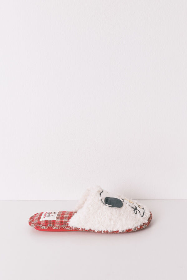 Women'secret Pantuflas para casa de borrego de oveja a cuadros de Snoopy estampado