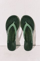 Women'secret Chanclas de dedo efecto brillo glitter verde kaki