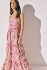 Women'secret Vestido largo de tirantes con estampado floral rosa