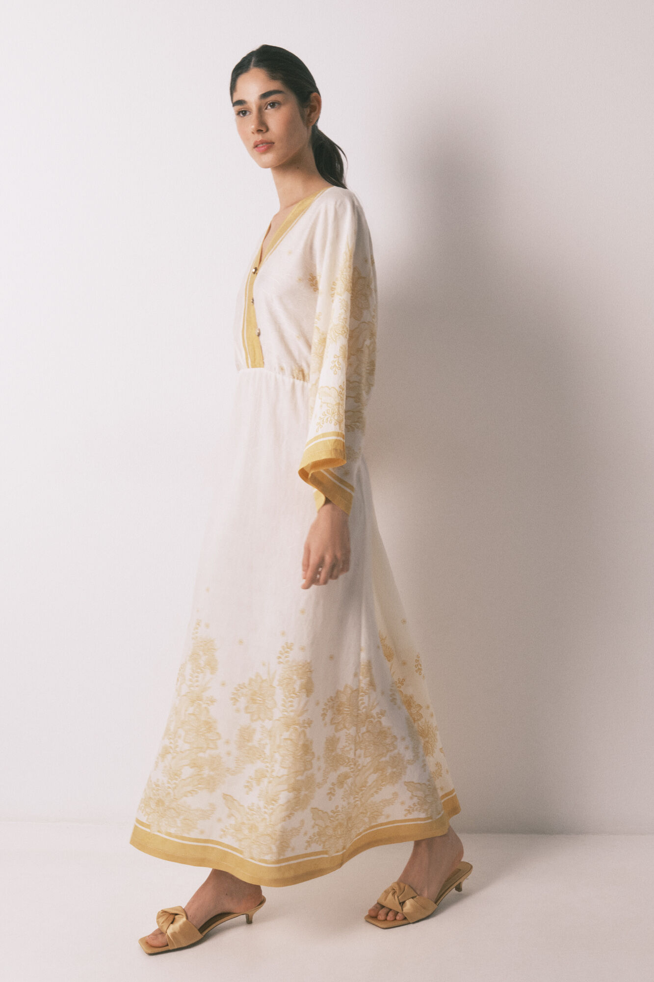 Women'secret Vestido caft&aacute;n jacquard flores