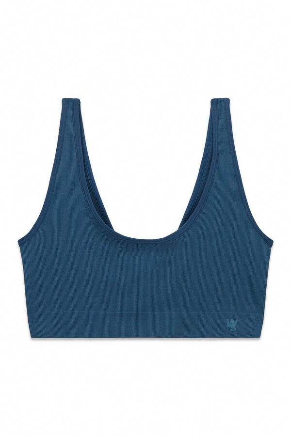 Women'secret Top liso sin costuras azul verde