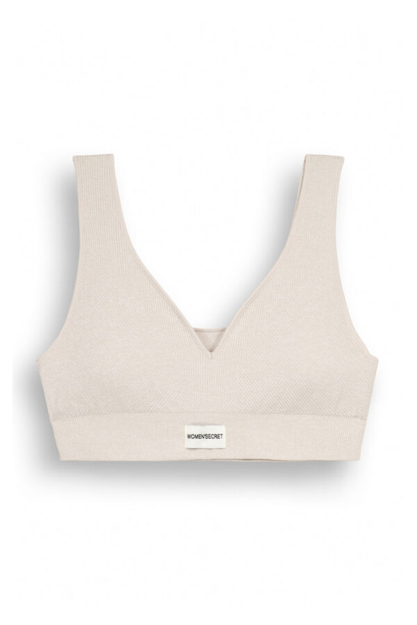 Womensecret Crop top canalé marfil seamless marfil