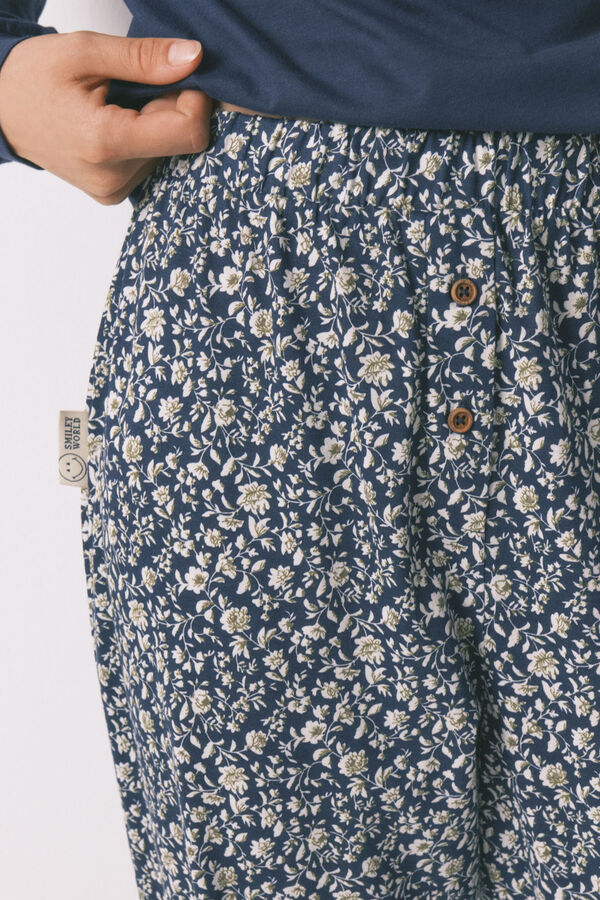 Women'secret Pijama larga 100% algodón SmileyWorld® azul azul