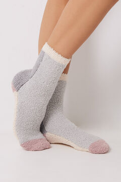 Womensecret Calcetines pelo gris y rosa gris